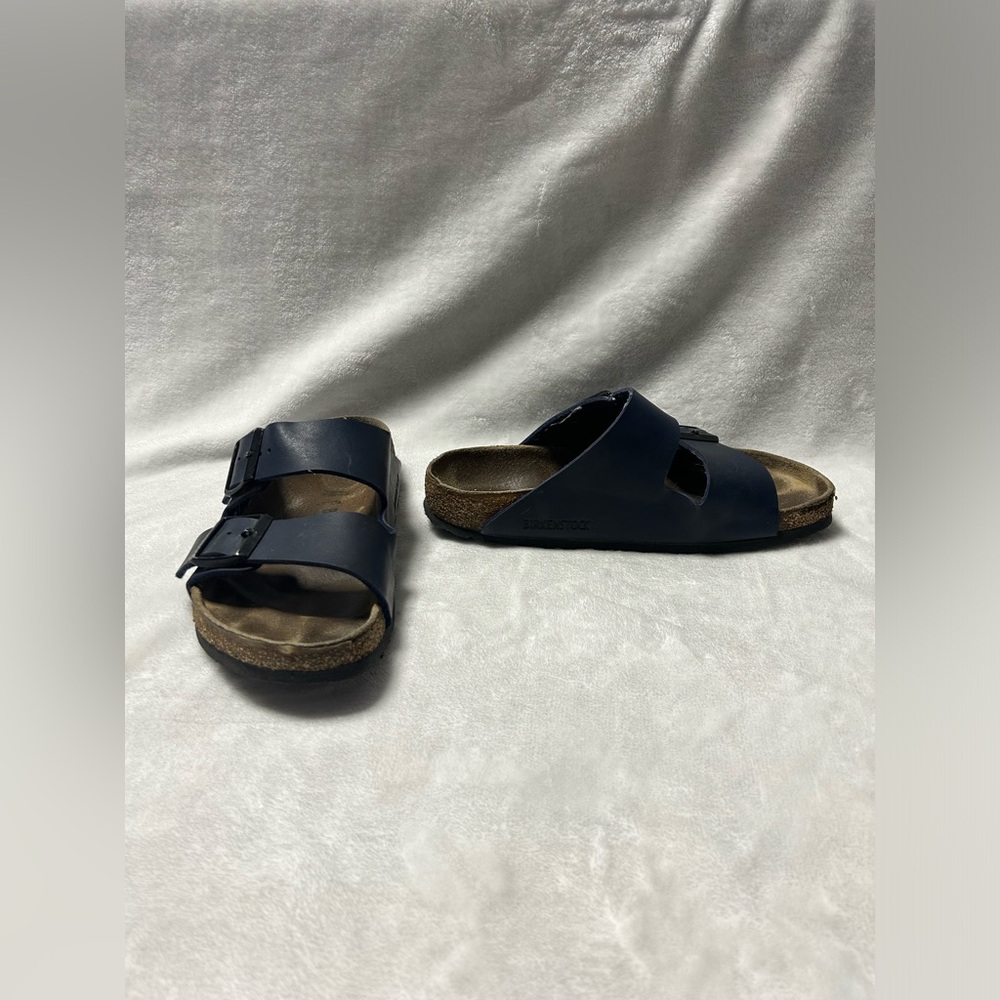 Women’s Birkenstock Arizona Blue Leather cork Sandals Size 37 6 6.5